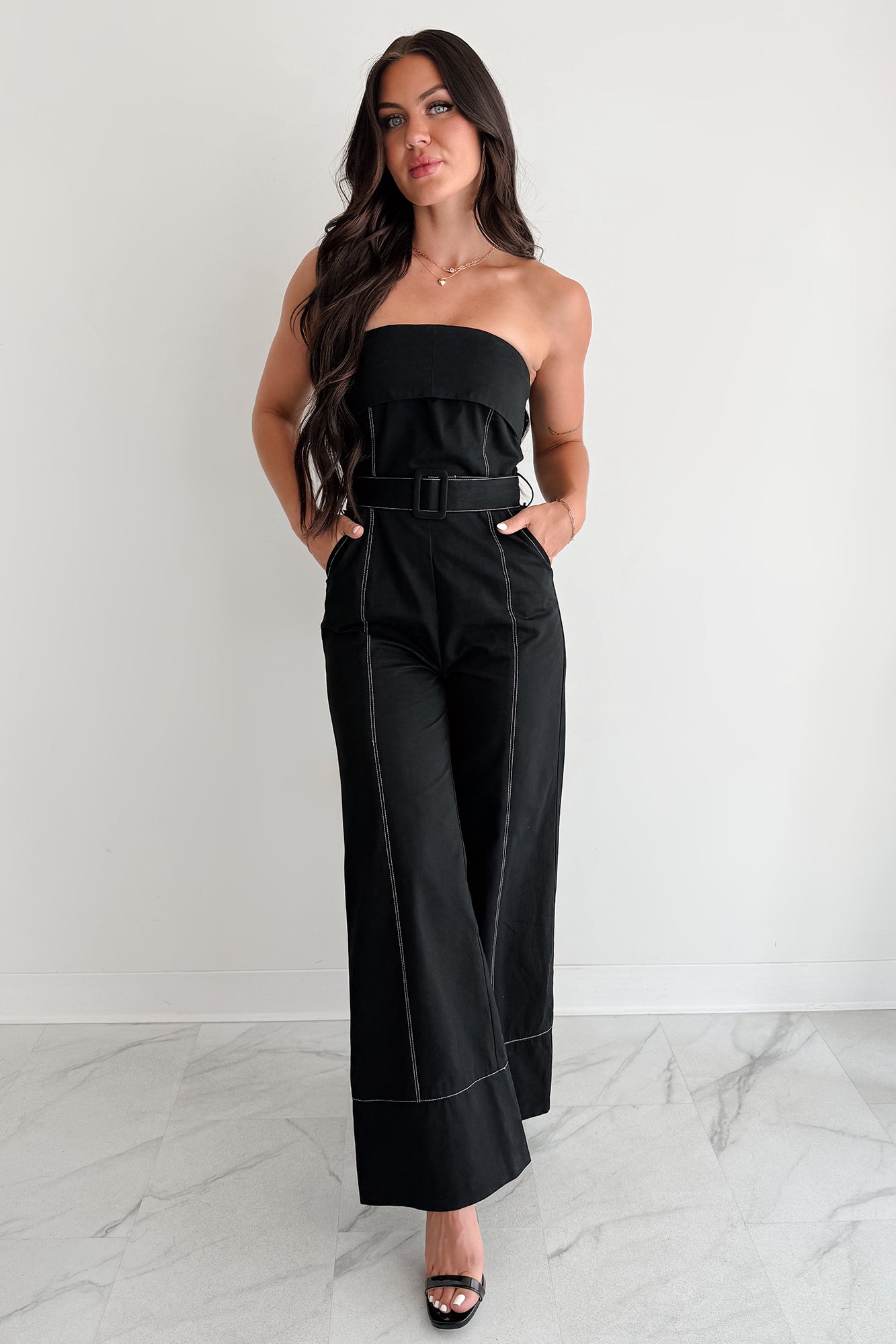 Taste Maker Strapless Wide Leg Jumpsuit (Black) - NanaMacs