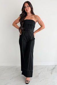 Taste Maker Strapless Wide Leg Jumpsuit (Black) - NanaMacs