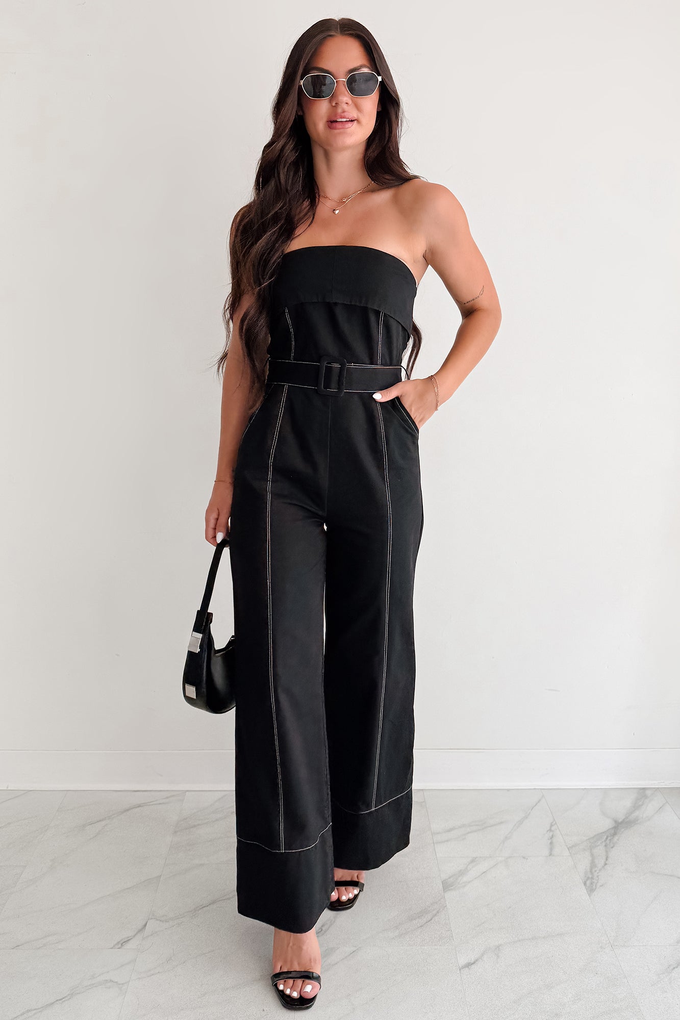 Taste Maker Strapless Wide Leg Jumpsuit (Black) - NanaMacs