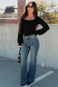 What I Said Square Neck Long Sleeve Top (Black) - NanaMacs