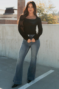 What I Said Square Neck Long Sleeve Top (Black) - NanaMacs