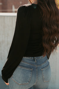 What I Said Square Neck Long Sleeve Top (Black) - NanaMacs