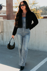 No Worries Here Sherpa Crop Kancan Jacket (Black) - NanaMacs