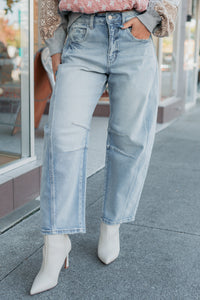 Colette Mid Rise Barrel Cello Jeans (Light) - NanaMacs