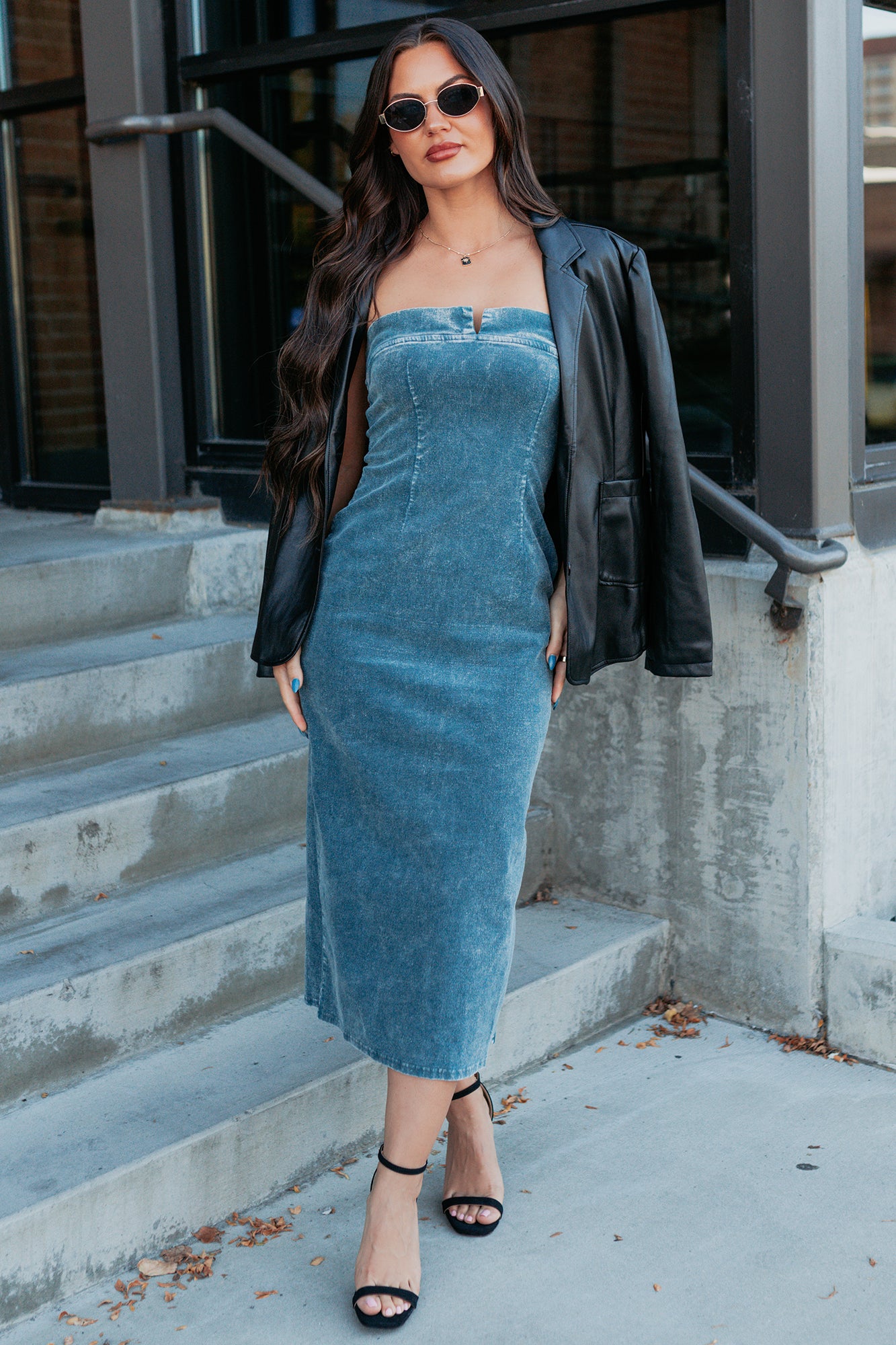 Professional Presence Faux Leather Blazer Jacket (Black) - NanaMacs