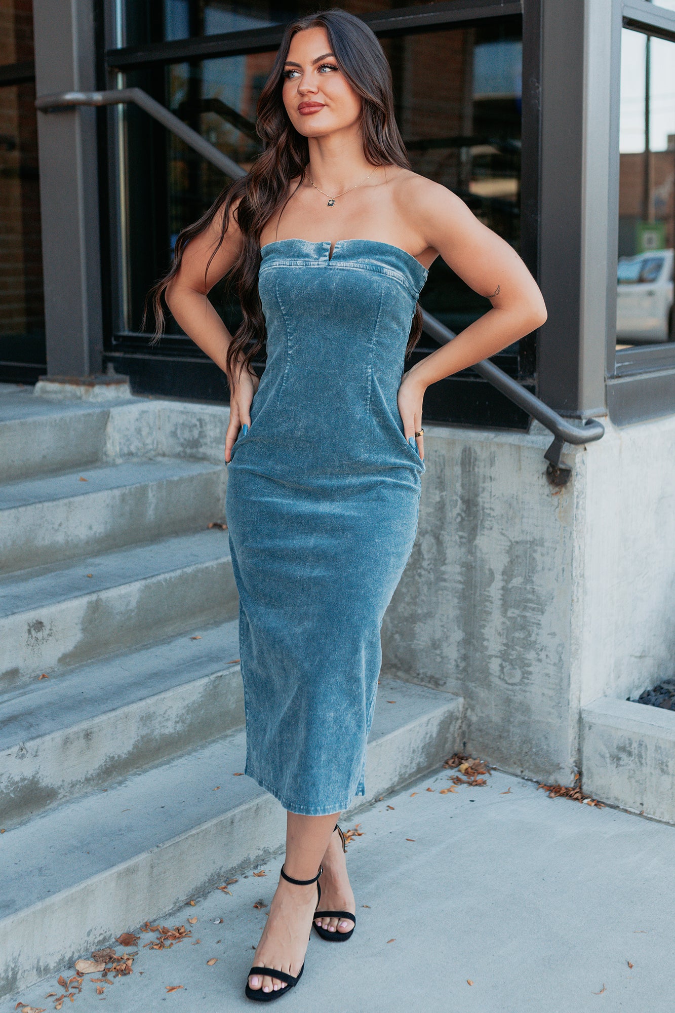 Part Of Me Strapless Midi Sheath Dress (Green) - NanaMacs