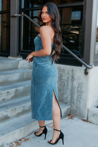 Part Of Me Strapless Midi Sheath Dress (Green) - NanaMacs