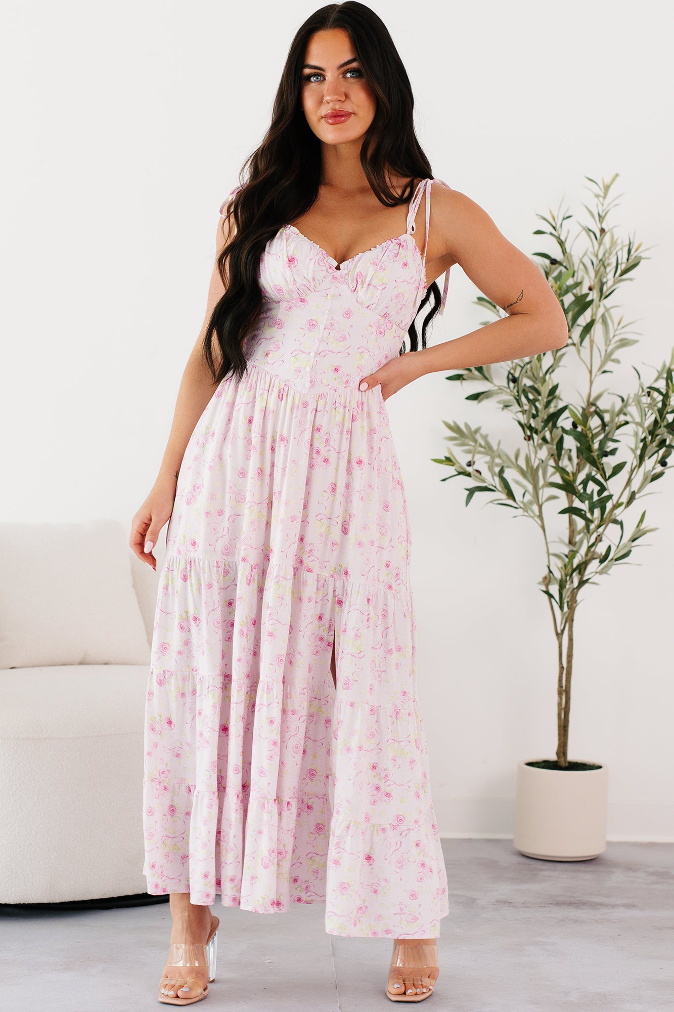 Rosy Days Sleeveless Floral Maxi Dress (Light Pink) NanaMacs Rosy Days Sleeveless Floral Maxi Dress (Light Pink) NanaMacs