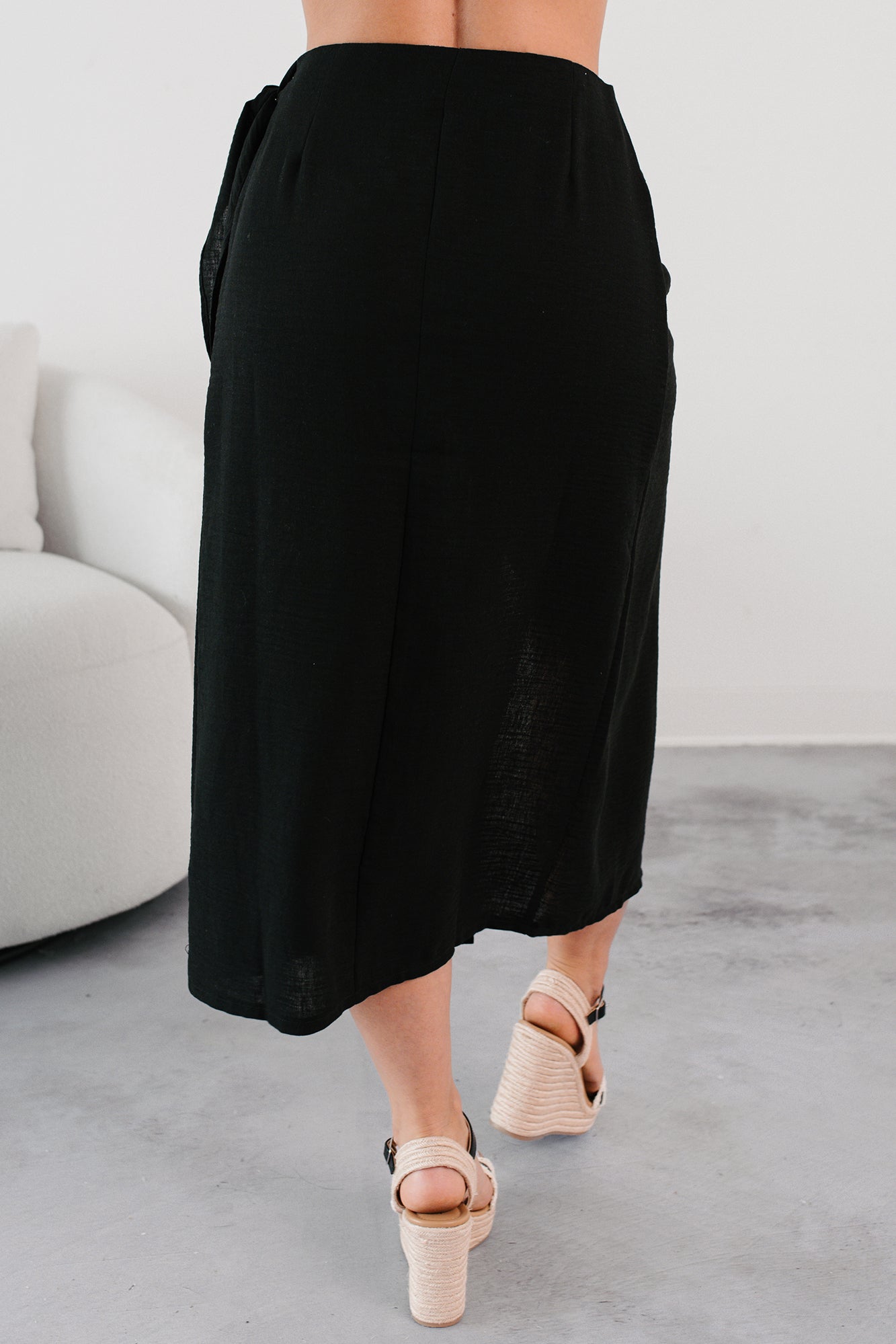 Sunlit Paths Woven Wrap Tie Skirt (Black) · NanaMacs