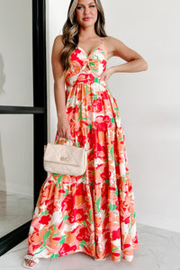 Sunshine Villa Tiered Printed Maxi Dress (Peach Multi) - NanaMacs