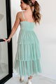 Sparking Romance Pleated Tiered Midi Dress (Sea Foam) - NanaMacs