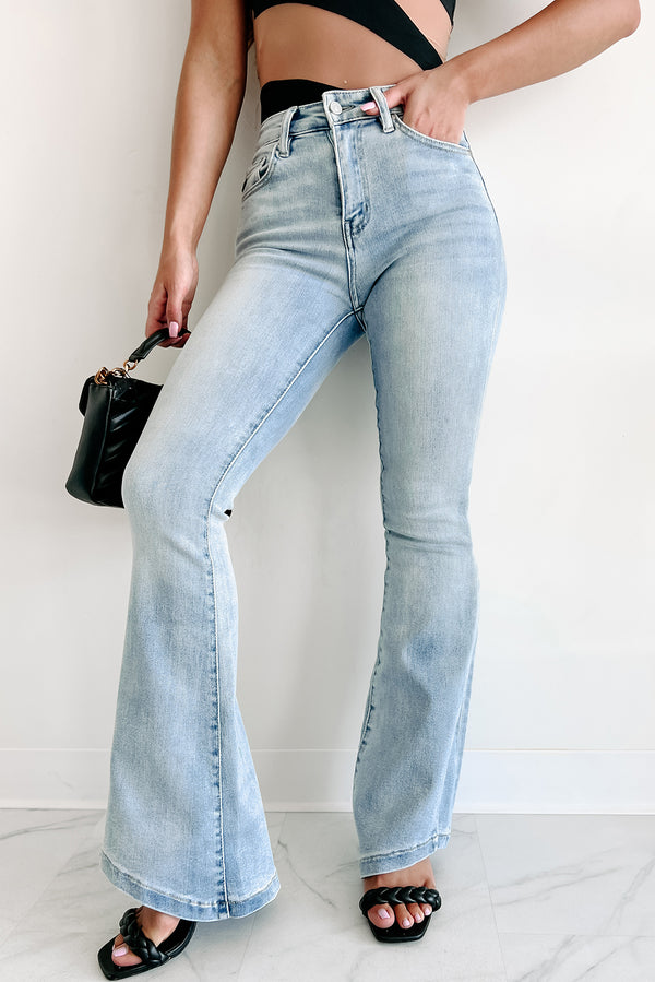 Lost To Wander High Rise Kancan Flare Jeans (Medium Light) - NanaMacs