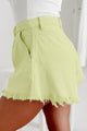 Becky High Waist Frayed Hem Denim Shorts (Spring Green) - NanaMacs