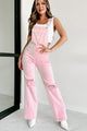 Majorly Crushing Wide Leg Distressed Risen Overalls (Acid Pink) - NanaMacs