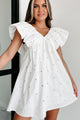 Come Back Home Floral Embroidered Ruffle Babydoll Dress (White) - NanaMacs