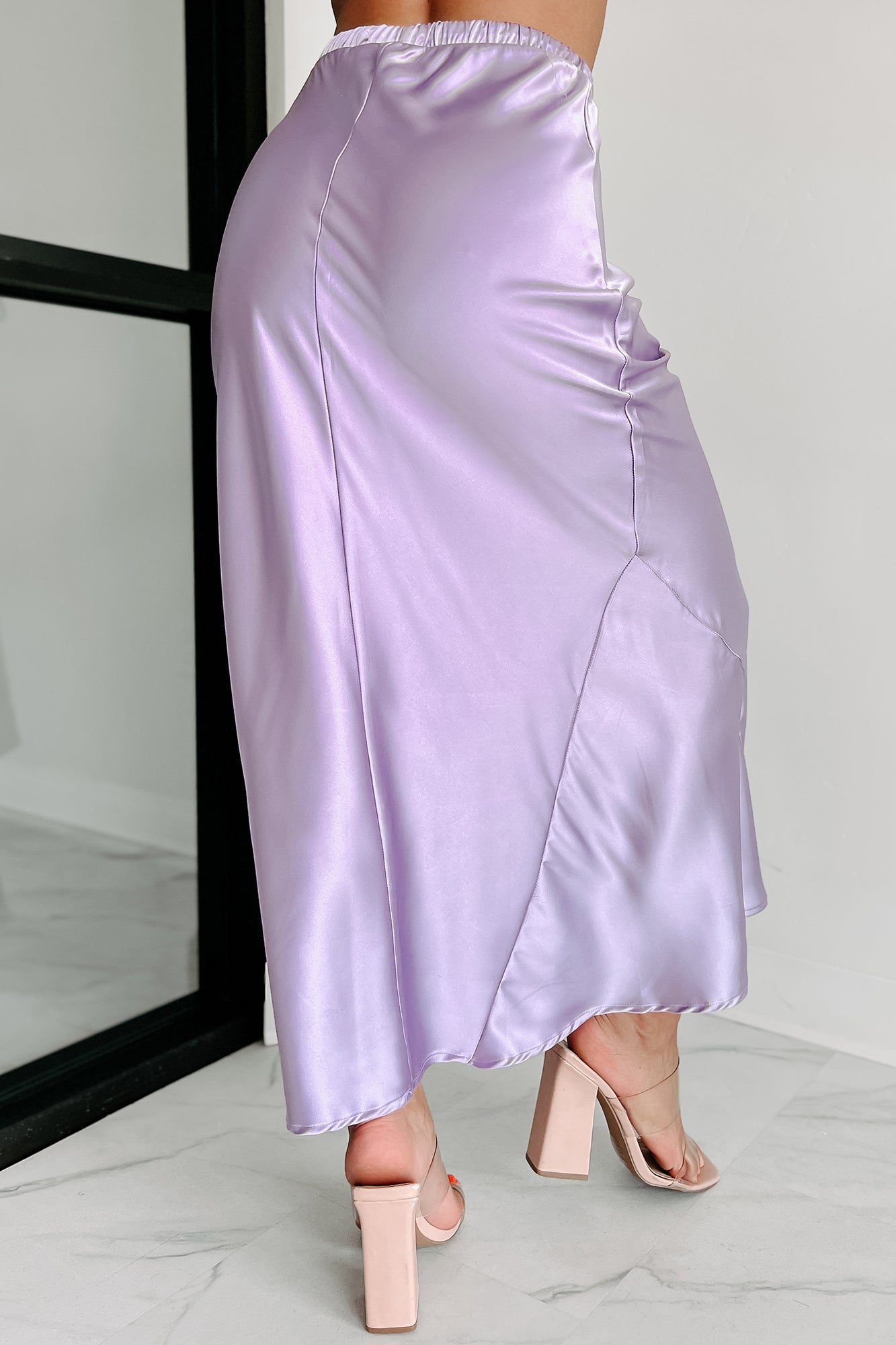 Fond Of You Satin Drawstring Maxi Skirt (Lavender) - NanaMacs