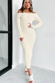 Graceful Appearance Off The Shoulder Maxi Sweater Dress (Ivory) - NanaMacs