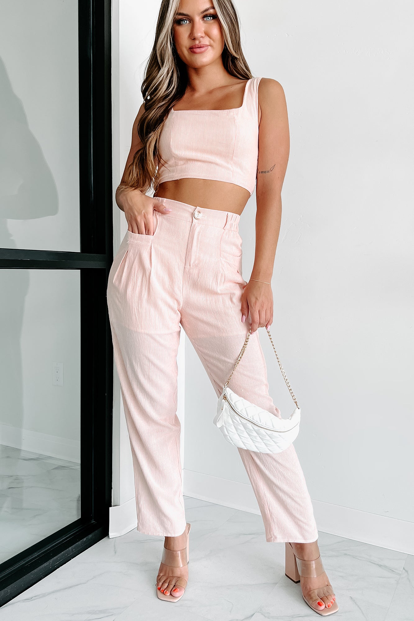 Pink Tie Belt Paperbag Waist Trousers - Jaylea – Rebellious Fashion