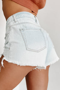 Crazy Crush High Rise Distressed Denim Shorts (Light Wash) - NanaMacs