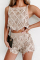 Forever Young Sequin Fringe Two-Piece Shorts Set (Almond) - NanaMacs