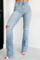 County Line Mid-Rise Distressed Flare Jeans (Light Denim) - NanaMacs