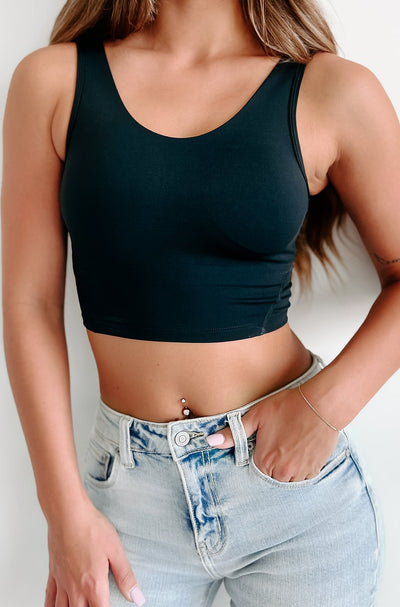 Victory Lap Cropped Active Top (Black) - NanaMacs