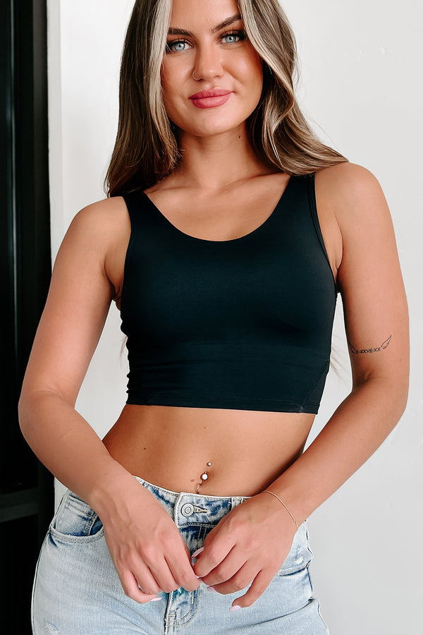 Victory Lap Cropped Active Top (Black) - NanaMacs