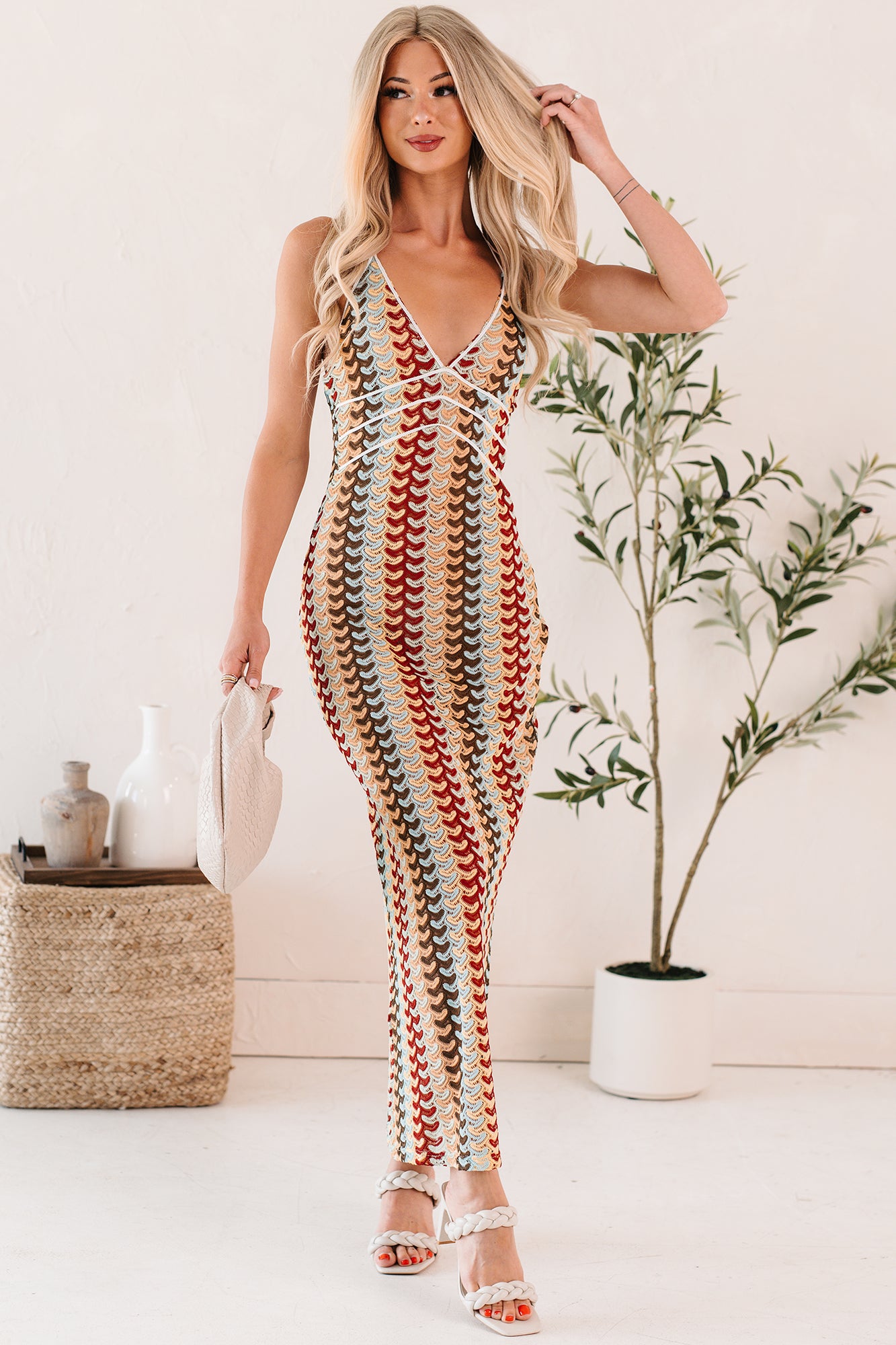 Women's Sunglow State Crochet Halter Maxi Dress - Size L Women's Sunglow State Crochet Halter Maxi Dress - Size L