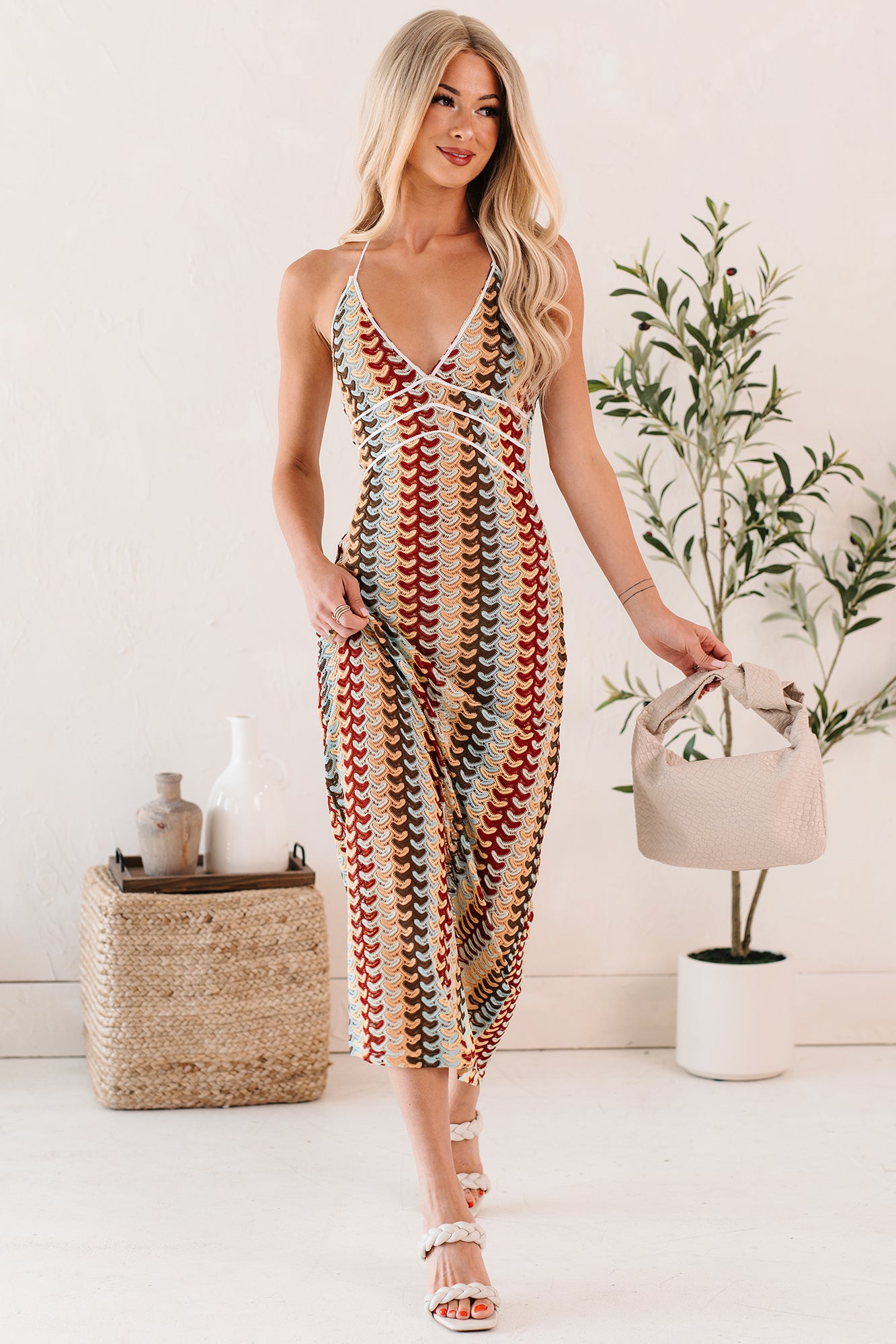 Women's Sunglow State Crochet Halter Maxi Dress - Size L Women's Sunglow State Crochet Halter Maxi Dress - Size L