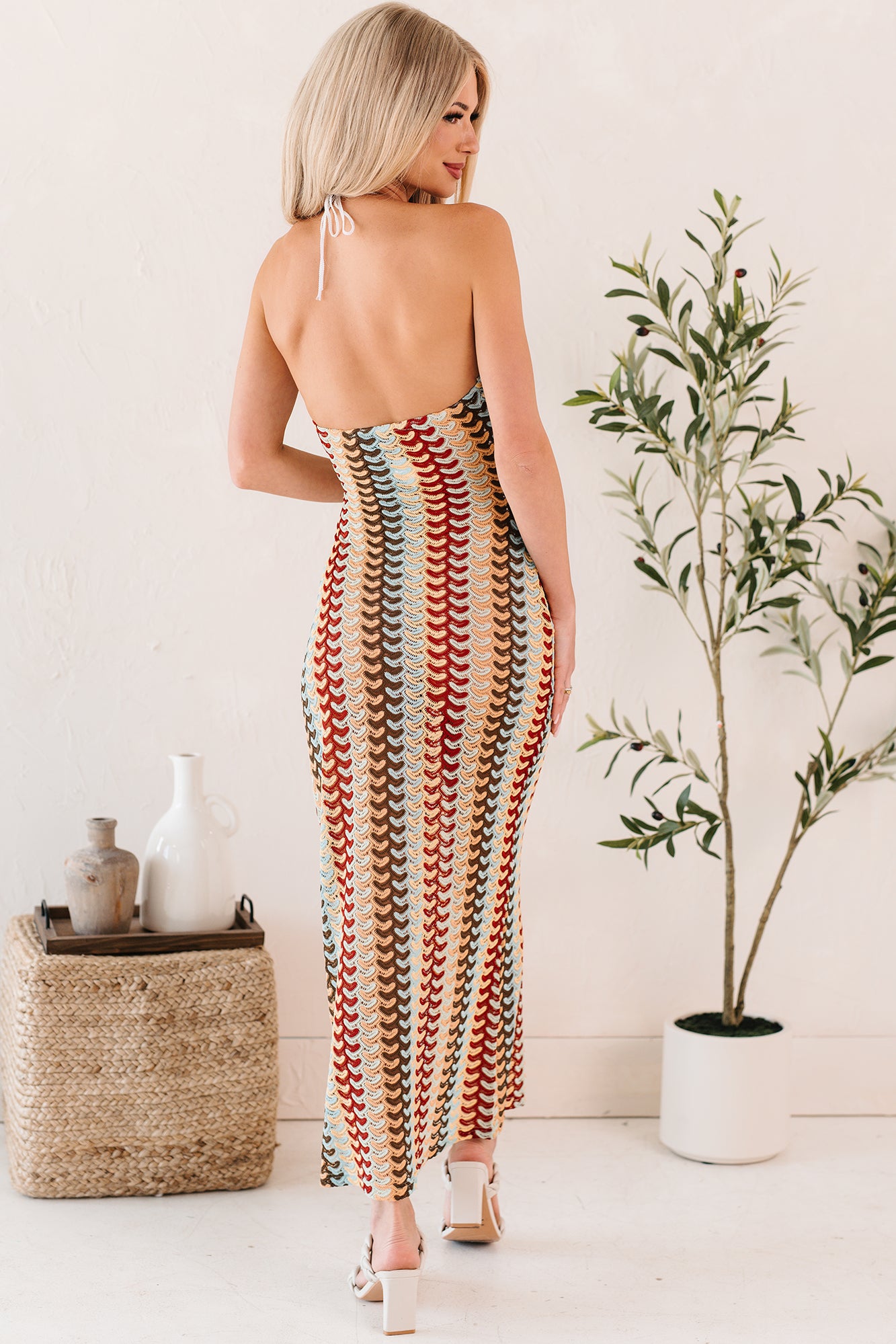 Women's Sunglow State Crochet Halter Maxi Dress - Size L Women's Sunglow State Crochet Halter Maxi Dress - Size L