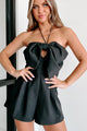 Mysterious Admirer Bow-Front Halter Tie Romper (Black) - NanaMacs