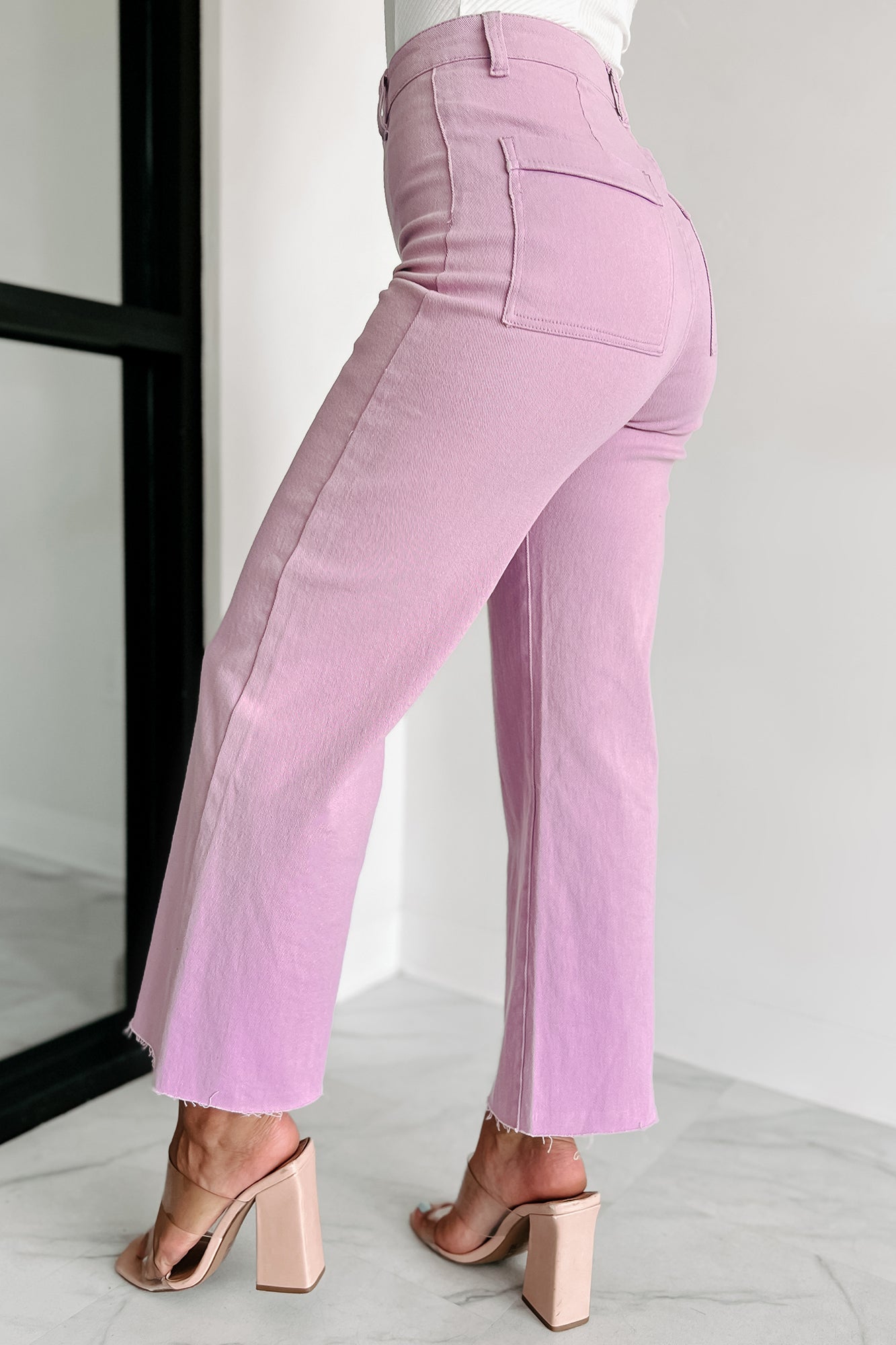 According To Plan High Rise Wide Leg Crop Jeans (Lavender) - NanaMacs