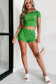 Forget Your Worries Ribbed Two-Piece Shorts Set (Green) - NanaMacs