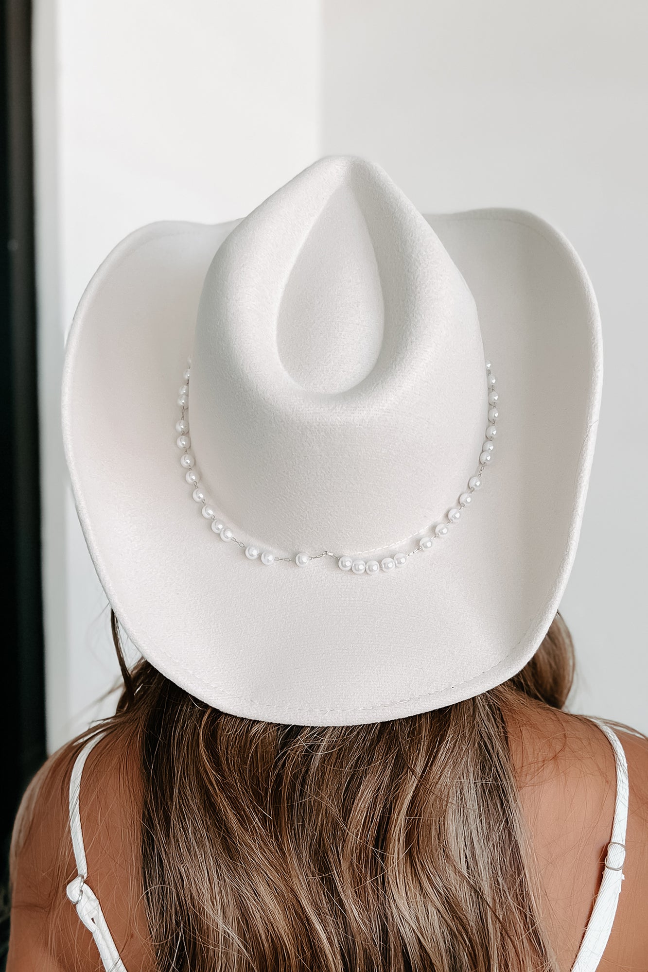 Little Miss Rodeo Pearl Beaded Cowboy Hat (Ivory) - NanaMacs