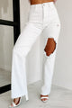 Don't Be Salty High Rise Wide Leg Vibrant Jeans (White) - NanaMacs