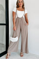 Living Freely Wide Leg Suspender Jumpsuit (Mocha) - NanaMacs