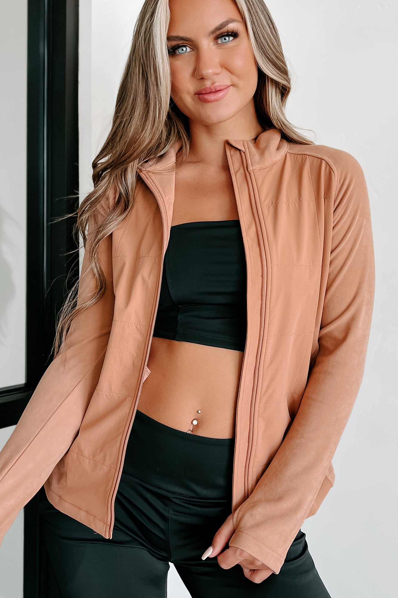 BOMBER JACKET IN NYLON ULTRALIGHT AND LADY FAUX FUR in Camel