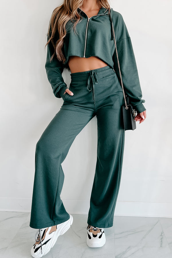 Not Moving Today Zip-Up Hoodie & Pants Set (Jungle Green) - NanaMacs