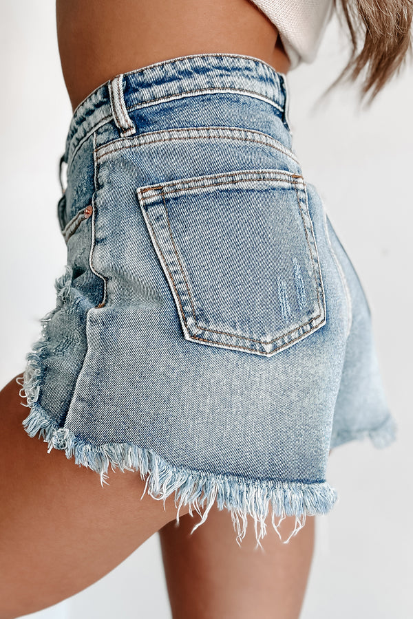 Over The Heartbreak Distressed Denim Shorts (Medium Denim) - NanaMacs