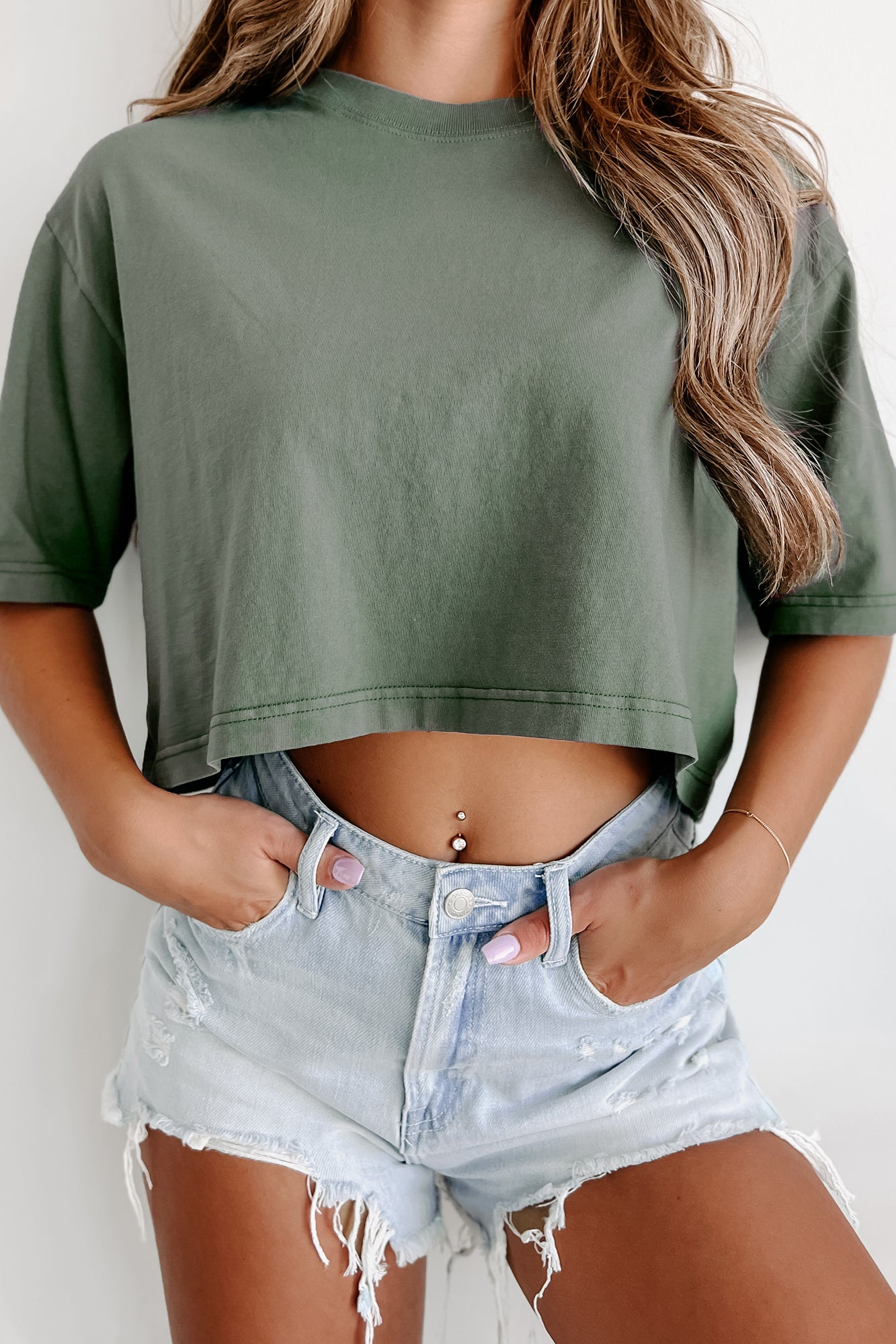 Good Karma Oversized Crop Tee (Sage Leaf) - NanaMacs