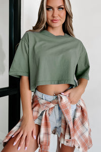 Good Karma Oversized Crop Tee (Sage Leaf) - NanaMacs