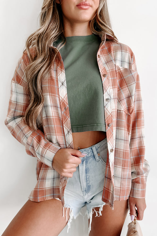 Nothing Fancy Oversized Plaid Shirt (Auburn/Taupe/Blue) - NanaMacs