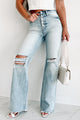 Jorie Distressed Button-Fly 90s Flare Kancan Jeans (Light) - NanaMacs