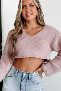 Rosy Forecast Crop Knit Sweater (Dusty Mauve) - NanaMacs