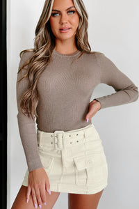 Kimmy Lightweight Ribbed Sweater Top (Mocha) - NanaMacs