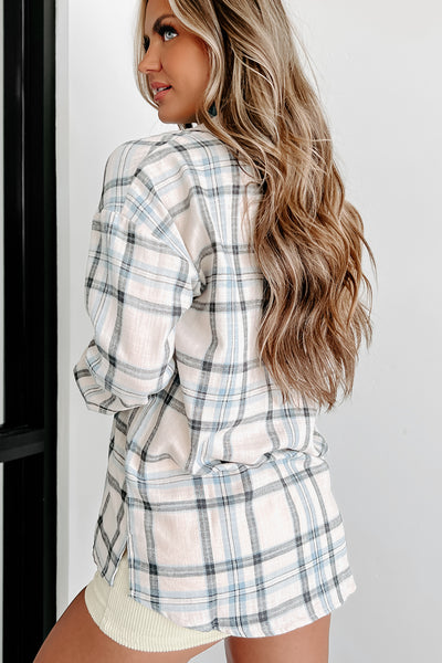 Hot Cider & Hayrides Oversized Plaid Shirt (Cream) - NanaMacs