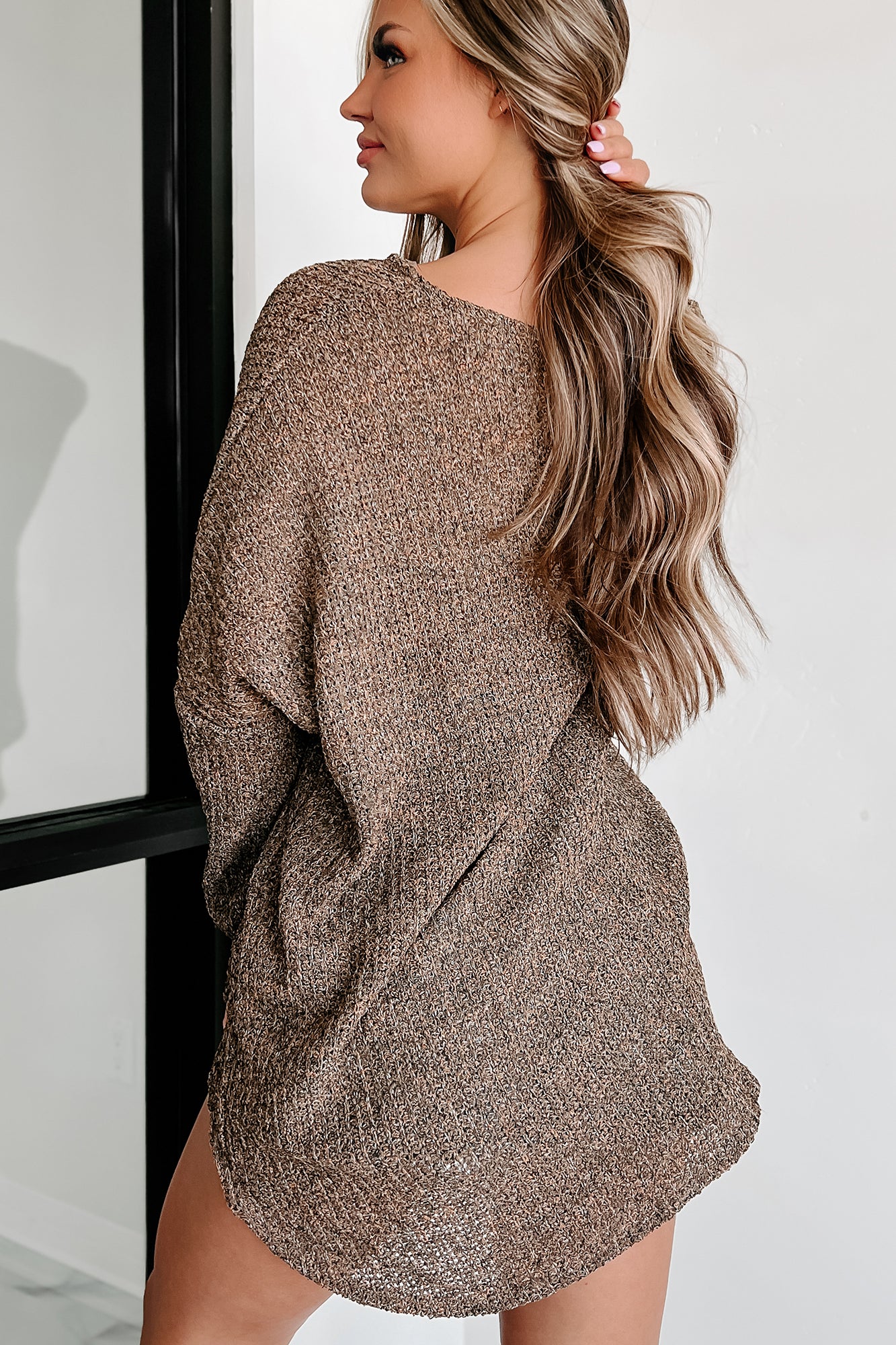 Count Your Blessings High-Low Sweater Top (Mocha) - NanaMacs