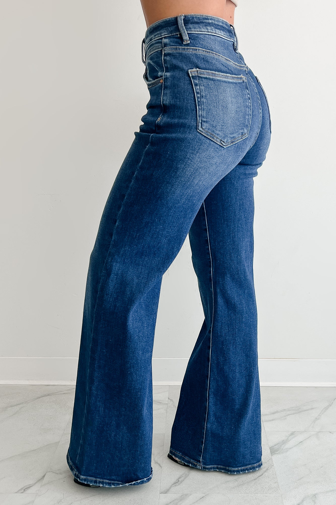 Sheridan High Rise Wide Leg Risen Jeans (Dark) - NanaMacs