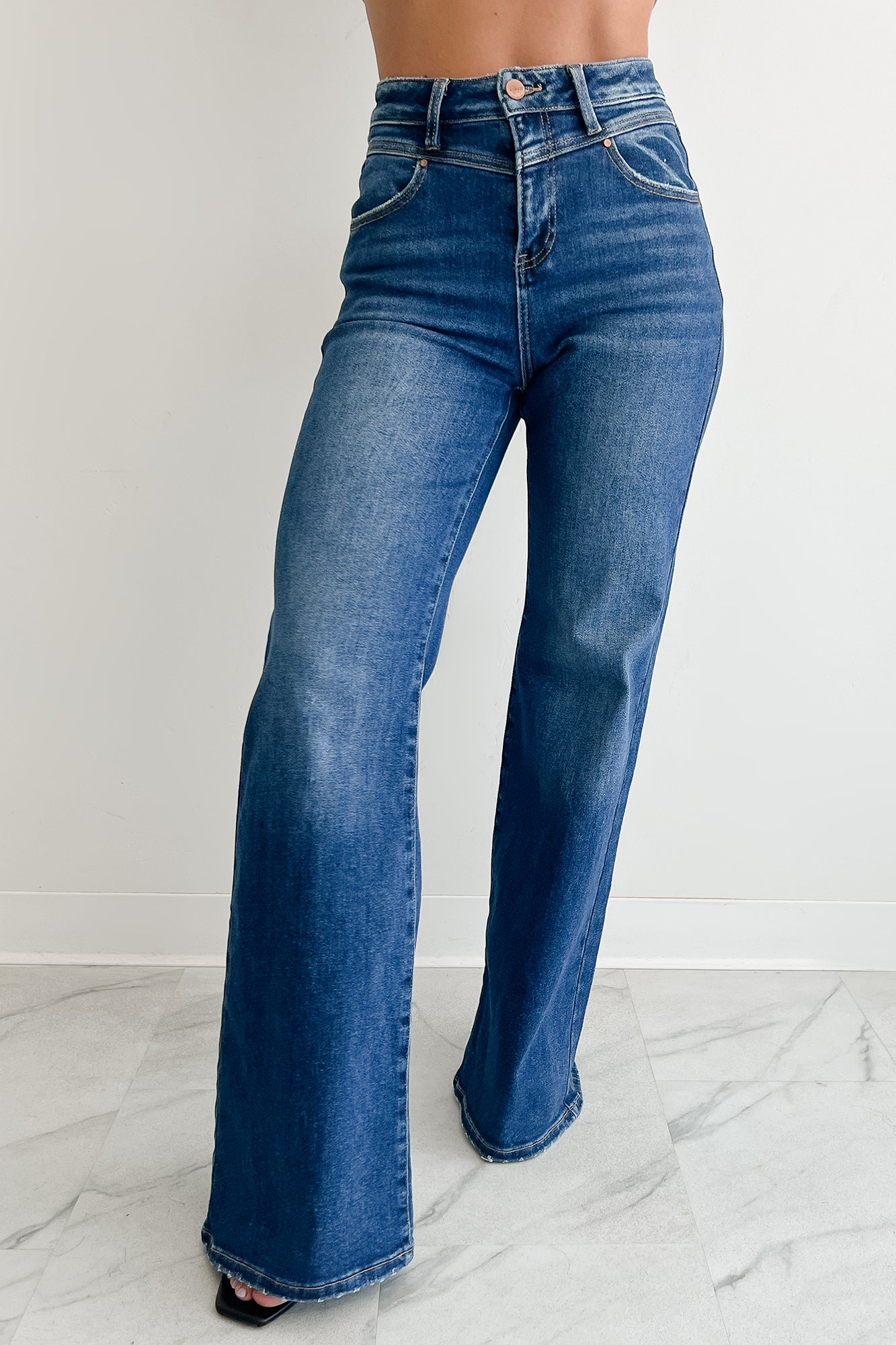 Sheridan High Rise Wide Leg Risen Jeans (Dark) - NanaMacs