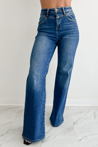 Sheridan High Rise Wide Leg Risen Jeans (Dark) - NanaMacs